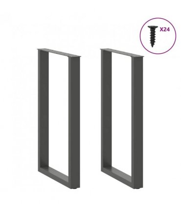 vidaXL Bar Table Legs U-Shaped 2 pcs Anthracite 60x(100-101) cm Steel — Size: 60 x (100-101) cm