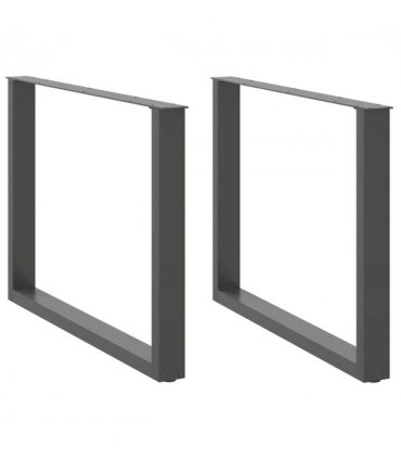 vidaXL Dining Table Legs U-Shaped 2 pcs Anthracite 100x(72-73) cm Steel — Size: 100 x (72-73) cm