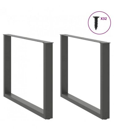 vidaXL Dining Table Legs U-Shaped 2 pcs Anthracite 100x(72-73) cm Steel — Size: 100 x (72-73) cm