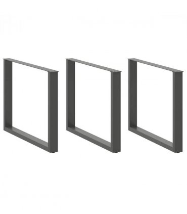 vidaXL Dining Table Legs U-Shaped 3 pcs Anthracite 100x(72-73) cm Steel — Size: 100 x (72-73) cm