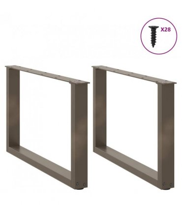 vidaXL Coffee Table Legs U-Shaped 2 pcs Natural Steel 70x(42-43) cm Steel — Size: 70 x (42-43) cm