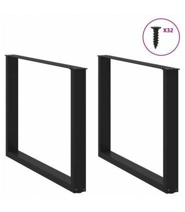 vidaXL Dining Table Legs U-Shaped 2 pcs Black 100x(72-73) cm Steel — Size: 100 x (72-73) cm