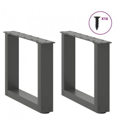 vidaXL Coffee Table Legs U-Shaped 2 pcs Anthracite 30x(30-31) cm Steel — Size: 30 x (30-31) cm — V0671986358