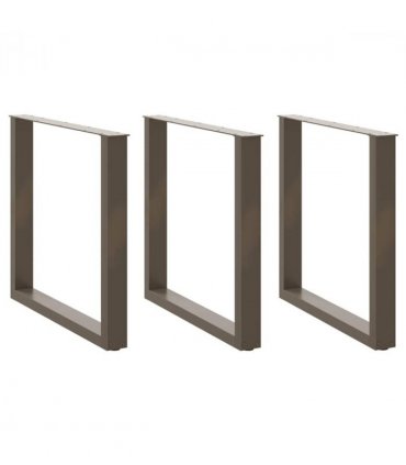 vidaXL Dining Table Legs U-Shaped 3 pcs Natural Steel 80x(72-73) cm Steel — Size: 80 x (72-73) cm