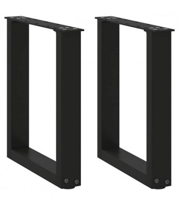 vidaXL Coffee Table Legs U-Shaped 2 pcs Black 38x(42-43) cm Steel — Size: 38 x (42-43) cm — V0671986362