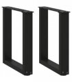 vidaXL Coffee Table Legs U-Shaped 2 pcs Black 38x(42-43) cm Steel — Size: 38 x (42-43) cm — V0671986362