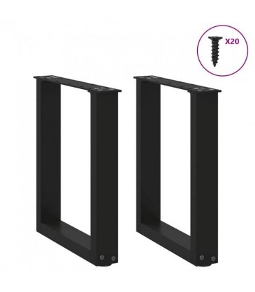 vidaXL Coffee Table Legs U-Shaped 2 pcs Black 38x(42-43) cm Steel — Size: 38 x (42-43) cm — V0671986362
