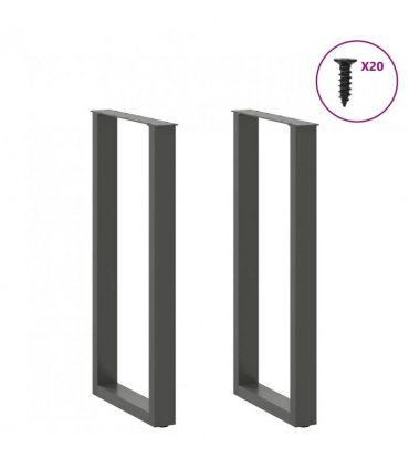 vidaXL Bar Table Legs U-Shaped 2 pcs Anthracite 40x(100-101) cm Steel — Size: 40 x (100-101) cm