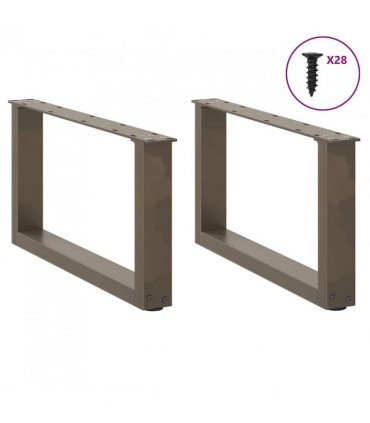 vidaXL Coffee Table Legs U-Shaped 2 pcs Natural Steel 70x(30-31) cm Steel — Size: 70 x (30-31) cm