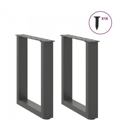 vidaXL Coffee Table Legs U-Shaped 2 pcs Anthracite 28x(42-43) cm Steel — Size: 28 x (42-43) cm — V0671986368
