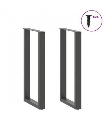 vidaXL Bar Table Legs U-Shaped 2 pcs Anthracite 50x(100-101) cm Steel — Size: 50 x (100-101) cm
