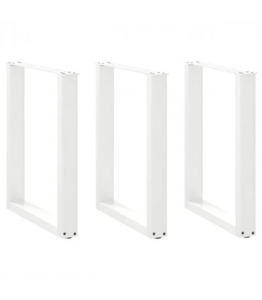 vidaXL Dining Table Legs U-Shaped 3 pcs White 70x(72-73) cm Steel — Size: 70 x (72-73) cm
