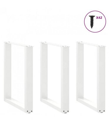 vidaXL Dining Table Legs U-Shaped 3 pcs White 70x(72-73) cm Steel — Size: 70 x (72-73) cm