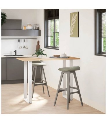 vidaXL Bar Table Legs U-Shaped 2 pcs White 50x(100-101) cm Steel — Size: 50 x (100-101) cm