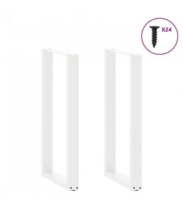 vidaXL Bar Table Legs U-Shaped 2 pcs White 50x(100-101) cm Steel — Size: 50 x (100-101) cm