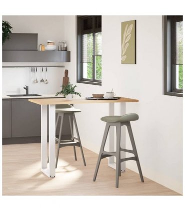 vidaXL Bar Table Legs U-Shaped 2 pcs White 40x(100-101) cm Steel — Size: 40 x (100-101) cm
