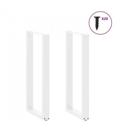 vidaXL Bar Table Legs U-Shaped 2 pcs White 40x(100-101) cm Steel — Size: 40 x (100-101) cm