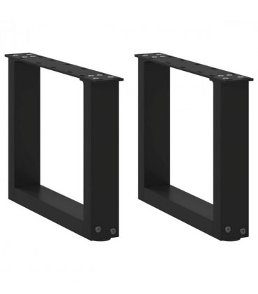 vidaXL Coffee Table Legs U-Shaped 2 pcs Black 30x(30-31) cm Steel — Size: 30 x (30-31) cm