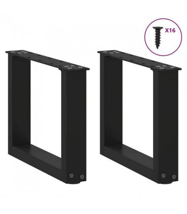 vidaXL Coffee Table Legs U-Shaped 2 pcs Black 30x(30-31) cm Steel — Size: 30 x (30-31) cm