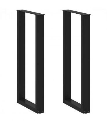vidaXL Bar Table Legs U-Shaped 2 pcs Black 50x(100-101) cm Steel — Size: 50 x (100-101) cm