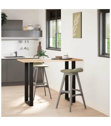 vidaXL Bar Table Legs U-Shaped 2 pcs Black 50x(100-101) cm Steel — Size: 50 x (100-101) cm