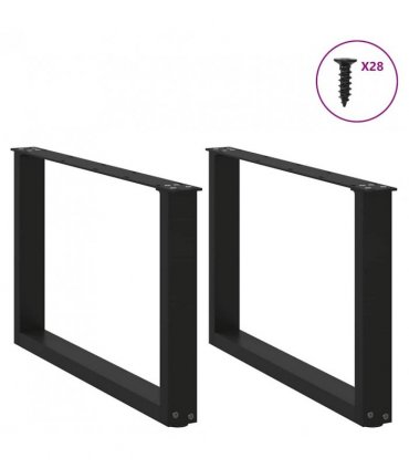 vidaXL Coffee Table Legs U-Shaped 2 pcs Black 70x(42-43) cm Steel — Size: 70 x (42-43) cm — V0671986383