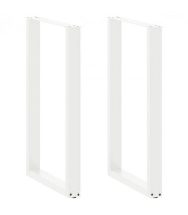 vidaXL Bar Table Legs U-Shaped 2 pcs White 60x(100-101) cm Steel — Size: 60 x (100-101) cm