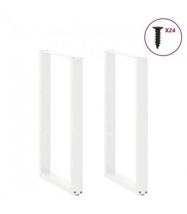 vidaXL Bar Table Legs U-Shaped 2 pcs White 60x(100-101) cm Steel — Size: 60 x (100-101) cm