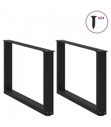 vidaXL Coffee Table Legs U-Shaped 2 pcs Black 60x(42-43) cm Steel — Size: 60 x (42-43) cm — V0671986385