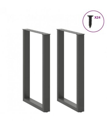 vidaXL Bar Table Legs U-Shaped 2 pcs Anthracite 60x(90-91) cm Steel — Size: 60 x (90-91) cm