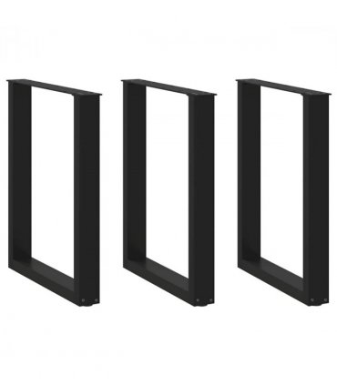 vidaXL Dining Table Legs U-Shaped 3 pcs Black 70x(72-73) cm Steel — Size: 70 x (72-73) cm