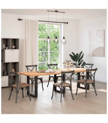 vidaXL Dining Table Legs U-Shaped 3 pcs Black 70x(72-73) cm Steel — Size: 70 x (72-73) cm