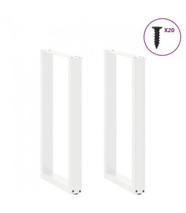 vidaXL Bar Table Legs U-Shaped 2 pcs White 40x(90-91) cm Steel — Size: 40 x (90-91) cm