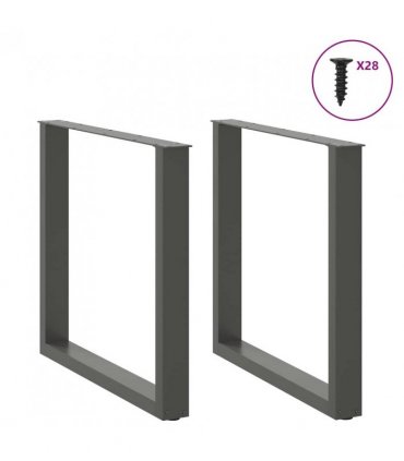 vidaXL Dining Table Legs U-Shaped 2 pcs Anthracite 80x(72-73) cm Steel — Size: 80 x (72-73) cm — V0671986393