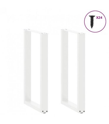 vidaXL Bar Table Legs U-Shaped 2 pcs White 50x(90-91) cm Steel — Size: 50 x (90-91) cm