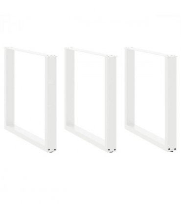 vidaXL Dining Table Legs U-Shaped 3 pcs White 90x(72-73) cm Steel — Size: 90 x (72-73) cm