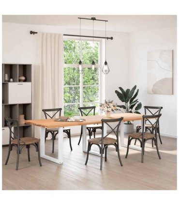 vidaXL Dining Table Legs U-Shaped 3 pcs White 90x(72-73) cm Steel — Size: 90 x (72-73) cm