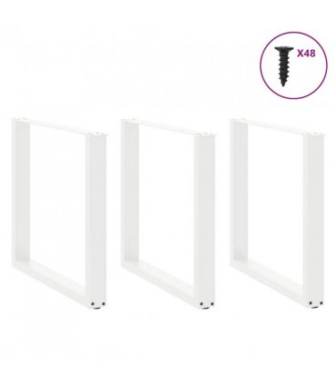 vidaXL Dining Table Legs U-Shaped 3 pcs White 90x(72-73) cm Steel — Size: 90 x (72-73) cm