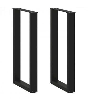 vidaXL Bar Table Legs U-Shaped 2 pcs Black 50x(90-91) cm Steel — Size: 50 x (90-91) cm