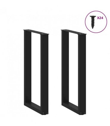 vidaXL Bar Table Legs U-Shaped 2 pcs Black 50x(90-91) cm Steel — Size: 50 x (90-91) cm