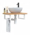 vidaXL Basin Shelf Wall Mounted Steel and Solid Wood — Colour: light brown and white, Size: 60 x 40 x 2.5 cm, Model: rectangular