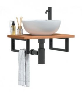 vidaXL Basin Shelf Wall Mounted Steel a — Colour: dark brown and black, Size: 60 x 40 x 2.5 cm, Model: rectangular — V0671986816