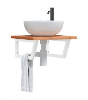 vidaXL Basin Shelf Wall Mounted Steel and Solid Wood Be — Colour: dark brown and white, Size: 50 x 50 x 2.5 cm, Model: trapezium