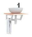 vidaXL Basin Shelf Wall Mounted Steel and Solid Wood Oak — Colour: light brown and white, Size: 40 x 50 x 2 cm, Model: trapezium