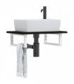 vidaXL Basin Shelf Wall Mounted Steel and Solid Wood Oa — Colour: dark brown and white, Size: 60 x 40 x 2 cm, Model: rectangular