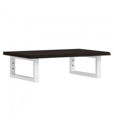 vidaXL Basin Shelf Wall Mounted Steel and Solid Wood Oa — Colour: dark brown and white, Size: 60 x 40 x 2 cm, Model: rectangular