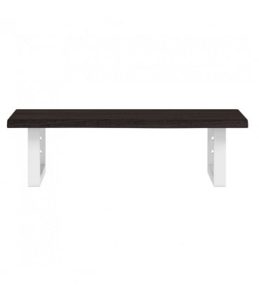 vidaXL Basin Shelf Wall Mounted Steel and Solid Wood Oa — Colour: dark brown and white, Size: 60 x 40 x 2 cm, Model: rectangular