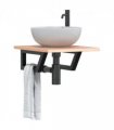 vidaXL Basin Shelf Wall Mounted Steel and Solid Wood Oak — Colour: light brown and black, Size: 40 x 50 x 2 cm, Model: trapezium