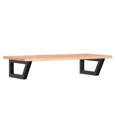 vidaXL Basin Shelf Wall Mounted Steel and Solid Wood Oak — Colour: light brown and black, Size: 80 x 40 x 2 cm, Model: trapezium
