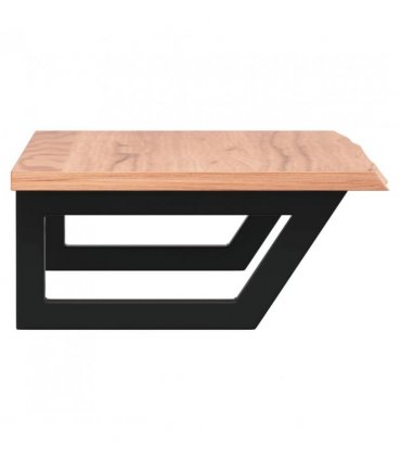 vidaXL Basin Shelf Wall Mounted Steel and Solid Wood Oak — Colour: light brown and black, Size: 80 x 40 x 2 cm, Model: trapezium